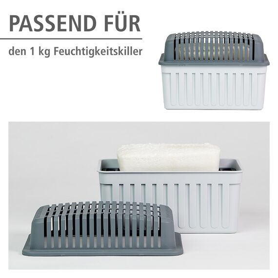 WENKO Nachfüllpack für Feuchtigkeitskiller 1kg, Granulatblock für Raumentfeuchter, fasst bis zu 1,4 l Feuchtigkeit, laborgeprüft, reduziert Schimmel & Gerüche, Weiß