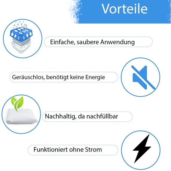 Vanorell 6 x 400 Gramm (2E) Luftentfeuchter Nachfüllpack Vliesbeutel XXL Box Granulat Nachfüllen Raumentfeuchter (neutraler Duft)