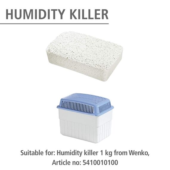 WENKO Nachfüllpack für Feuchtigkeitskiller 1kg, Granulatblock für Raumentfeuchter, fasst bis zu 1,4 l Feuchtigkeit, laborgeprüft, reduziert Schimmel & Gerüche, Weiß (Packung mit 2)