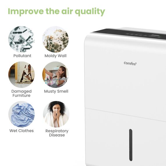 Comfee dehumidifier MDDP-50DEN7, 50L / 24h, room size approx. 250m³ (100m²)