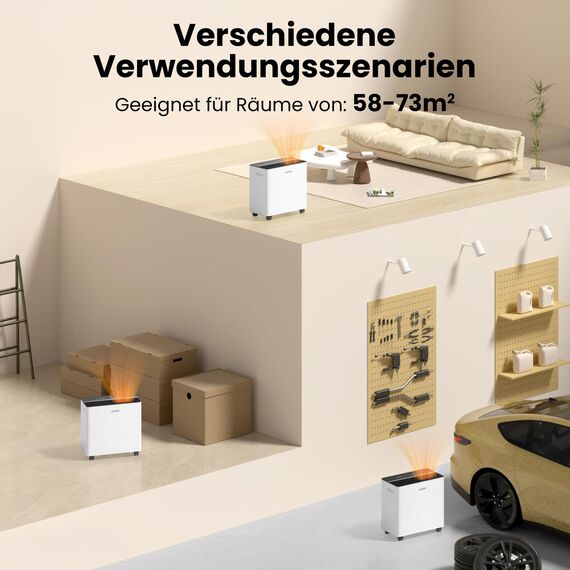 COMFEE CDDAE-30DEN7-QA3 Luftentfeuchter 30L/Tag für bis zu 73㎡, 3-Liter-Tank, drehbare Räder, Trocknungsmodus, Geräuschreduzierung, Automatische Abtauung