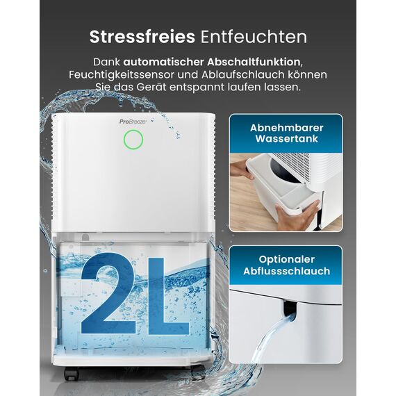 Pro Breeze OmniDry Luftentfeuchter mit App & WLAN, 12L in 24h Entfeuchtungsleistung - Luftentfeuchter elektrisch mit Wäschemodus, Feuchtigkeitssensor, Timer - Gegen Schimmel - Entfeuchter für bis 25m²