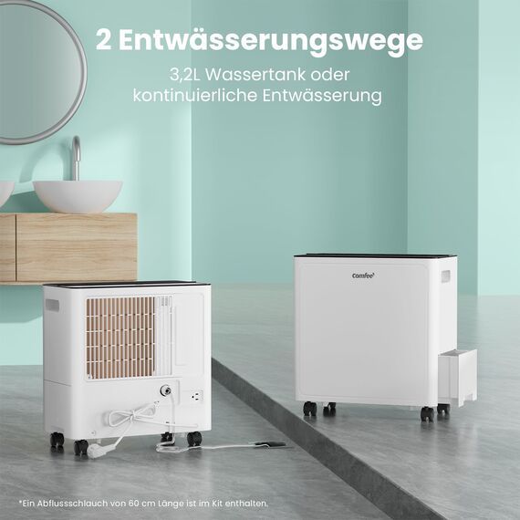 COMFEE CDDAE-30DEN7-QA3 Luftentfeuchter 30L/Tag für bis zu 73㎡, 3-Liter-Tank, drehbare Räder, Trocknungsmodus, Geräuschreduzierung, Automatische Abtauung