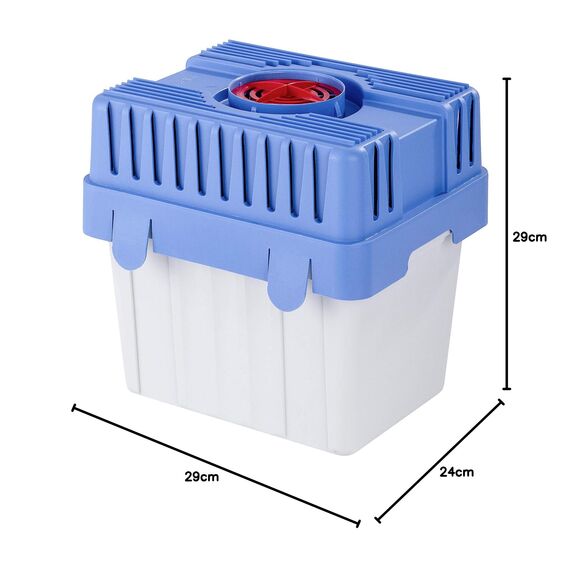 WENKO Feuchtigkeitskiller mit 5 kg Granulatblock, Raumentfeuchter, fasst bis zu 8 l Feuchtigkeit, laborgeprüft, nachfüllbar, reduziert Schimmel & Gerüche, 29 x 29 x 24 cm, Grau/Blau (Packung mit 3)