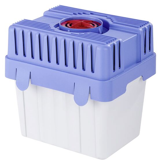 WENKO Feuchtigkeitskiller mit 5 kg Granulatblock, Raumentfeuchter, fasst bis zu 8 l Feuchtigkeit, laborgeprüft, nachfüllbar, reduziert Schimmel & Gerüche, 29 x 29 x 24 cm, Grau/Blau