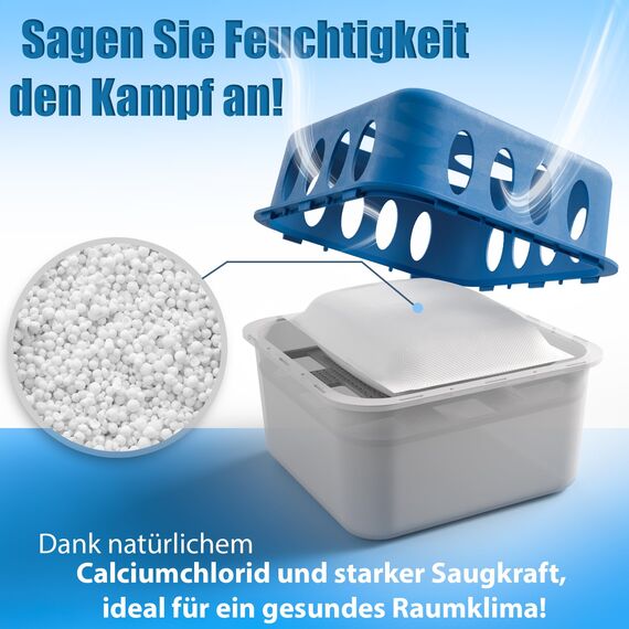 BigDean 5 Stück Luftentfeuchter + 10 Nachfüllpacks 400g – Raumentfeuchter nachfüllbar + wiederverwendbar – Entfeuchter ohne Strom