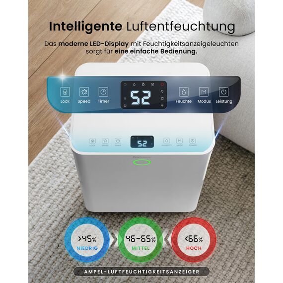 Pro Breeze OmniDry Luftentfeuchter mit App & WLAN, 12L in 24h Entfeuchtungsleistung - Luftentfeuchter elektrisch mit Wäschemodus, Feuchtigkeitssensor, Timer - Gegen Schimmel - Entfeuchter für bis 25m²