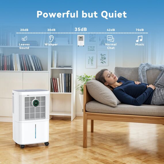 Innvitop Luftentfeuchter Elektrisch 16L/24h mit Digitaler Luftfeuchtigkeitsanzeige, 24H Timer, Kontinuierliche Entwässerung, Raumentfeuchter, Wäschetrocknung, Geeignet für den Wohnung/Keller