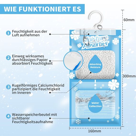 Boadw 10x230G Hänge Luftentfeuchter, Kleiderschrank Feuchtigkeitsabsorber für Keller, Schlafzimmer, Waschräume, gegen Feuchtigkeit Anti-Schimmel Desodorierende Trockenmittel-Tasche