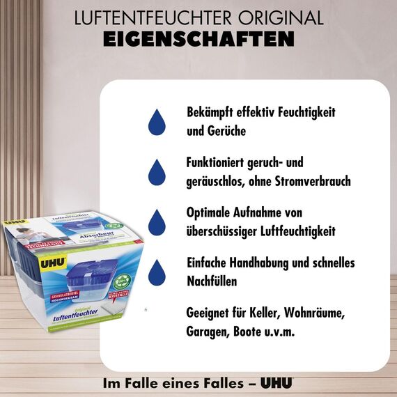 UHU Luftentfeuchter Original + Nachfüll-Beutel 450g