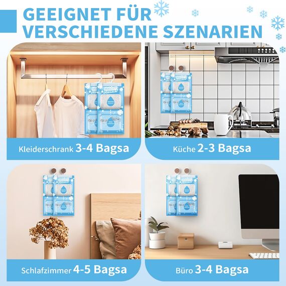 Boadw 20 x 230 g Hanging Dehumidifier, Wardrobe Moisture Absorber for Basements, Bedrooms, Washrooms, Against Moisture, Anti-Mould, Deodorising Desiccant Bag