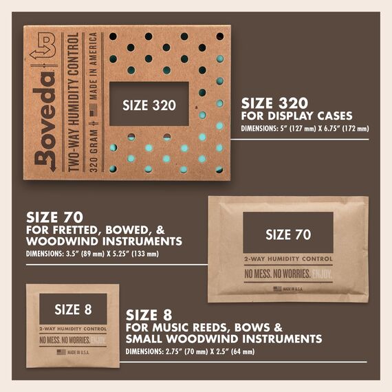 Boveda für Musikinstrumente | 2-Wege-Feuchtigkeitskontrolle mit 84% relativer Feuchtigkeit für Blätter von Holzblasinstrumenten | Größe 8 für einsatzbereite Ersatzblätter bei Auftritten | 10 Stück