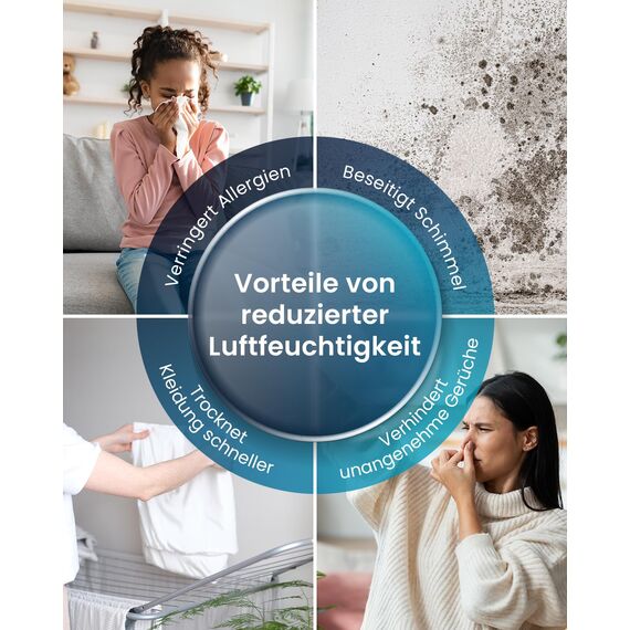 Pro Breeze OmniDry Luftentfeuchter 12L/24h Entfeuchtungsleistung - Luftentfeuchter elektrisch, Feuchtigkeitssensor, Ablaufschlauch, Digitalanzeige, Schlafmodus, Timer - Gegen Feuchtigkeit, Schimmel
