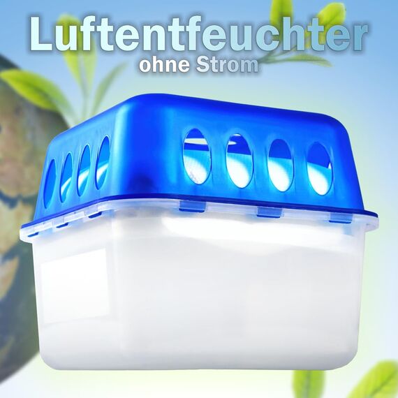 Stimo Luftentfeuchter Box mit 2 Nachfüllpacks Raumentfeuchter Feuchtigkeits-Stopper mit Granulat - Beutel (1x Box + 2x Nachfüllpack 400g)