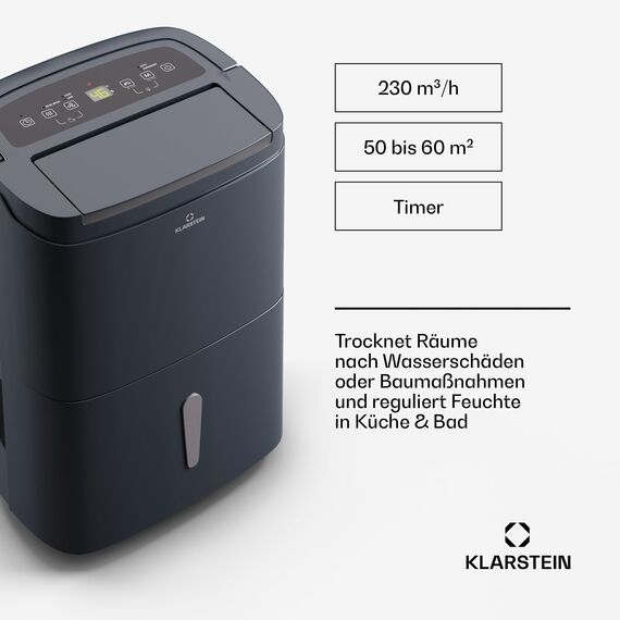 Klarstein DryFy Connect 30L Smart Luftentfeuchter - WiFi App Steuerung, 30L/24h, 5L Tank, Timer, Elektrischer Luftentfeuchter für Räume 25-30m², Trocknungsgerät, Raumluftentfeuchter, Anthrazit