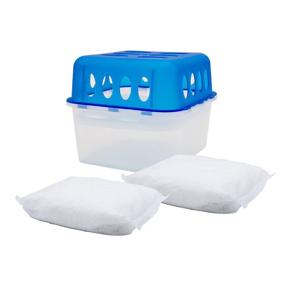 Spetebo 1x Ultra Fresh Luftentfeuchter Granulat Box mit 2x 400g Nachfüllbeutel - Raumentfeuchter mit Auffangschale - Raum Luft Trockner Entfeuchter wiederverwendbar nachfüllbar ohne Strom