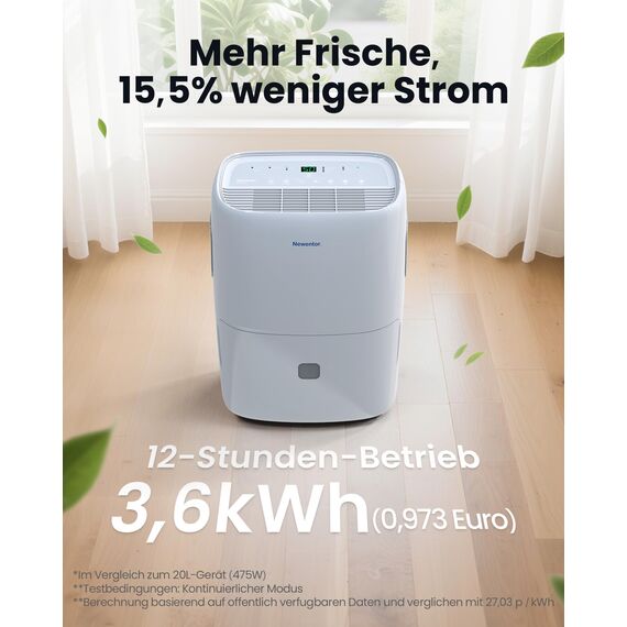 Newentor Luftentfeuchter elektrisch 25L, Entfeuchter elektrisch keller, Raumentfeuchter elektrisch, Dehumidifiers for home für 215m³/80m², mit Timer, Filter, Ablaufschlauch, 10 J. Gar.