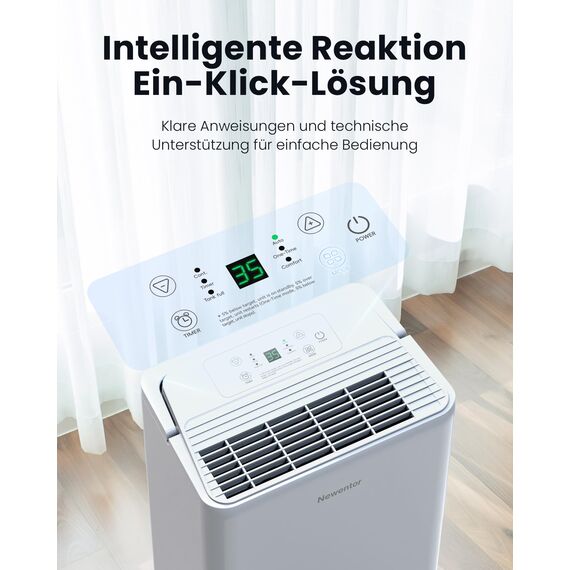 Newentor 12L Luftentfeuchter Elektrisch Keller 35dB, Entfeuchter Elektrisch Keller mit Ablaufschlauch 1m, Raumentfeuchter Elektrisch 25m²/122m³, 10 J. Gar., Filter, Timer (2 Stück)