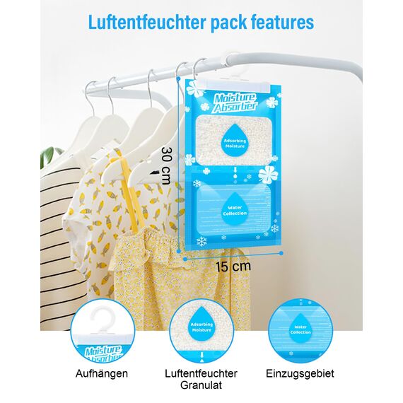 OMECO 20 X 230 G Hängender Entfeuchter Schrank Entfeuchtungsbeutel Luftentfeuchter Kleiderschrank, Einweg Trockenbeutel Granulat, Geeignet Feuchtigkeitsabsorber Für Home,Waschküche, Gerüche Moisture