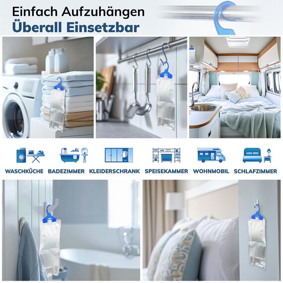 MAVORI 5er Set XL Luftentfeuchter zum Aufhängen I Luftentfeuchter Beutel I Entfeuchter Schrank und Feuchtigkeitsabsorber für Räume gegen Feuchtigkeit, Schimmel und Gerüche I bis zu 500ml je Beutel