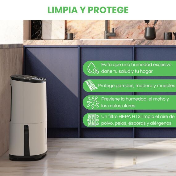 Meaco Arete® One 12L Luftentfeuchter & HEPA Luftreiniger für ein 50m² Haus entfernt Kondensation und Feuchtigkeit und reinigt die Luft