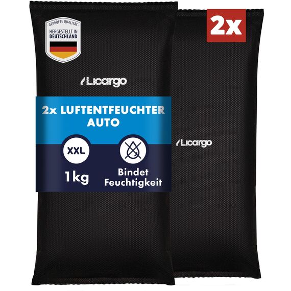 LICARGO 2x Luftentfeuchter (1kg) - Auto Entfeuchter gegen beschlagene Autoscheiben - wiederverwendbarer Innenraum Luftentfeuchter, Feuchtigkeitskissen für Auto