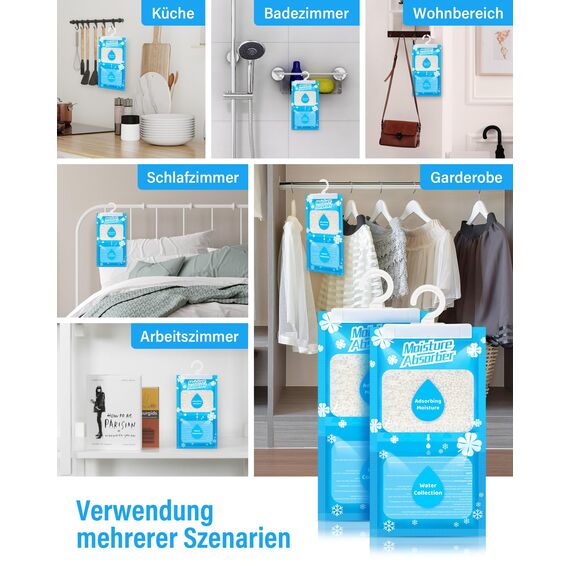 OMECO 20 X 230 G Hängender Entfeuchter Schrank Entfeuchtungsbeutel Luftentfeuchter Kleiderschrank, Einweg Trockenbeutel Granulat, Geeignet Feuchtigkeitsabsorber Für Home,Waschküche, Gerüche Moisture