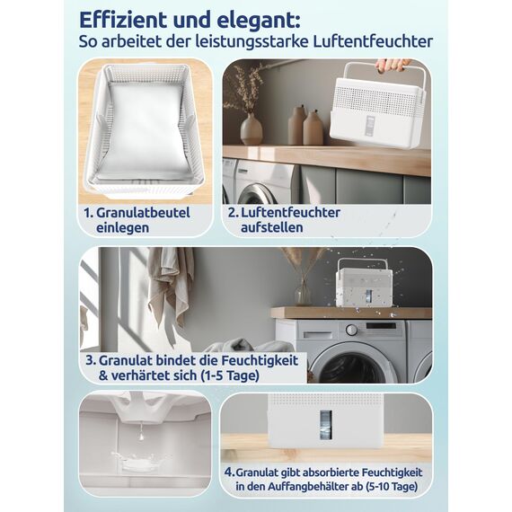 BonAura® 2 x AirOne Max Luftentfeuchter ohne Strom bis 33m² I 360° Belüftung I Raumentfeuchter mit Ausgießer & 980g Luftentfeuchter Granulat I Schimmel- und Geruchsschutz I Raum Entfeuchter Keller