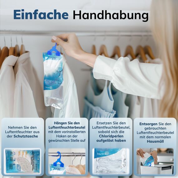 MAVORI 20er Set XL Luftentfeuchter zum Aufhängen I Luftentfeuchter Beutel I Entfeuchter Schrank und Feuchtigkeitsabsorber für Räume gegen Feuchtigkeit, Schimmel und Gerüche I bis zu 500ml je Beutel