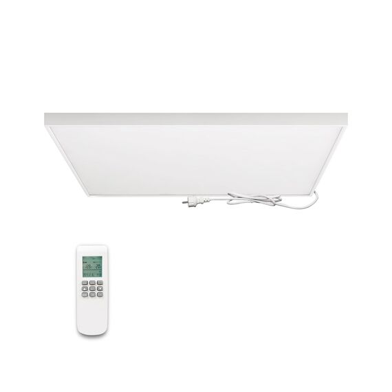 Deckenheizung Infrarot mit Thermostat Fernbedienung, Infrarotheizung Deckenmontage, Elektroheizung Deckenheizstrahler Heizkörper Heizpaneel, Infrarotheizstrahler Decke, 600 Watt - 80,5x60,5cm