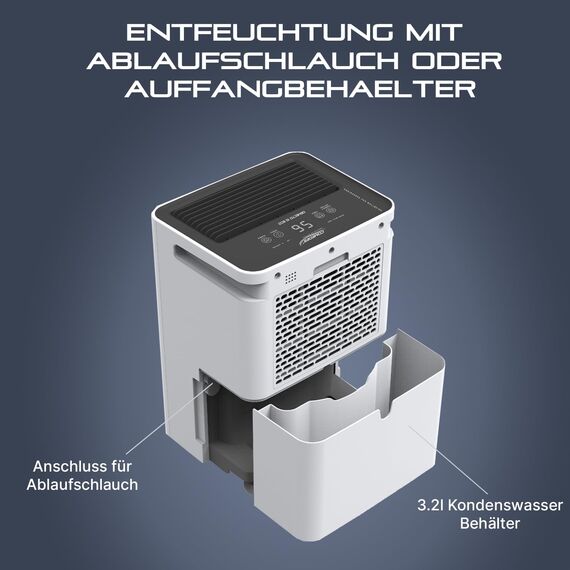Comedes Demecto 10 eco – Geräuscharmer Effizienter Luftentfeuchter für Schlaf- und Kinderzimmer, leise & elektrische Luftentfeuchtung für Räume bis zu 40m² / 92m³