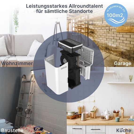 Comedes Demecto 30 eco Luftentfeuchter (25l/24h) + PowerDrain Kondensatpumpe – Geeignet für Räume & Keller bis 100m² / 230m³, Bautrockner mit Schlauchanschluss, inkl. 3m Schlauch
