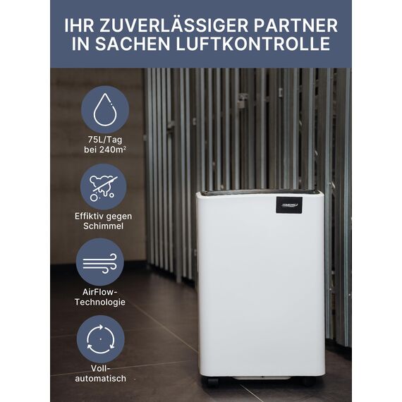 Comedes Demecto 70 Luftentfeuchter Bautrockner (70l/24h) & PowerDrain Kondensatpumpe – Geeignet für Keller & große Räume bis 240m² / 550m³, mit Dauerbetrieb & Wasserableitung, inkl. 3m Schlauch
