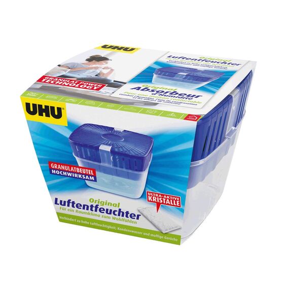UHU Luftentfeuchter Original, Bekämpft Feuchtigkeit und Schimmel in Wohnräumen, 450 g (Packung mit 2)