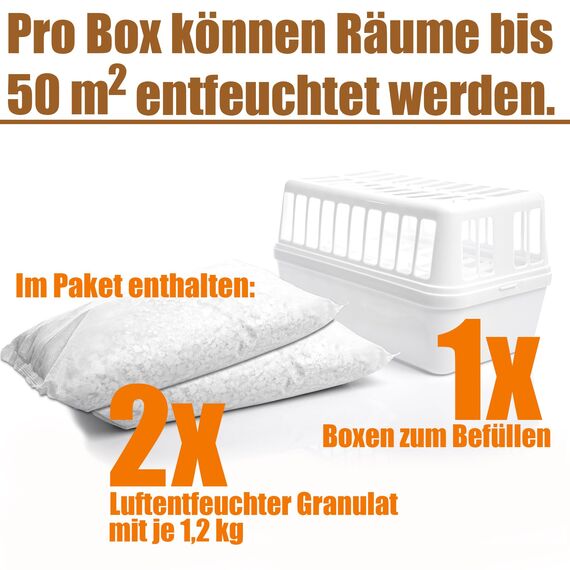 BigDean Luftentfeuchter Feuchtigkeitskiller 1,2kg Entfeuchter – Luftentfeuchterbox für große Räume - Feuchtigkeits-Stopper nachfüllbar + wiederverwendbar – inkl. 2x 1200g Luftentfeuchtergranulat