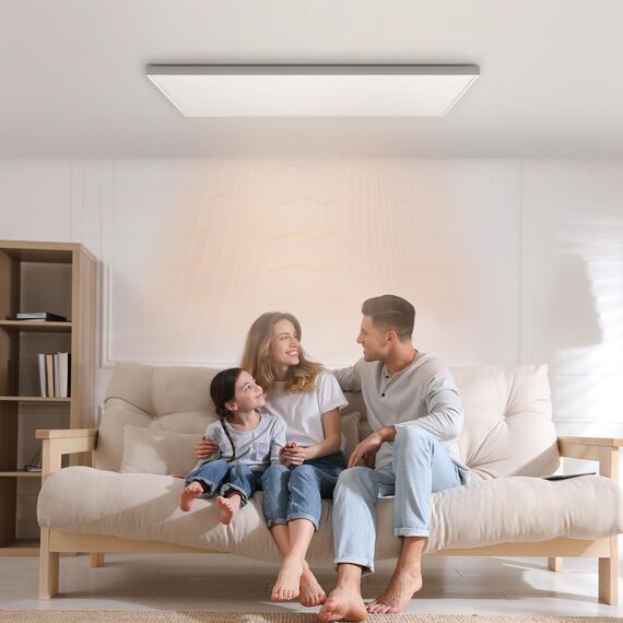 Deckenheizung Infrarot mit Thermostat Fernbedienung, Infrarotheizung Deckenmontage, Elektroheizung Deckenheizstrahler Heizkörper Heizpaneel, Infrarotheizstrahler Decke, 600 Watt - 80,5x60,5cm