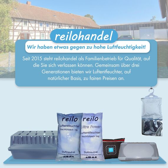 reilo 60x 450g Luftentfeuchter Granulat (Calciumchlorid), Raumluftentfeuchter im Vliesbeutel, Nachfüllpacks für Entfeuchterboxen 400 bis 1200 g, Lufttrockner für Wohnräume, Schlafzimmer, Keller