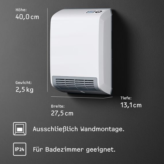 STIEBEL ELTRON Schnellheizer CK 20 Trend LCD für ca. 25 m², TÜV geprüft, Made in Germany, LC-Display, Wochentimer, Keramik Heizlüfter energiesparend, Bad, 2 kW, 236653