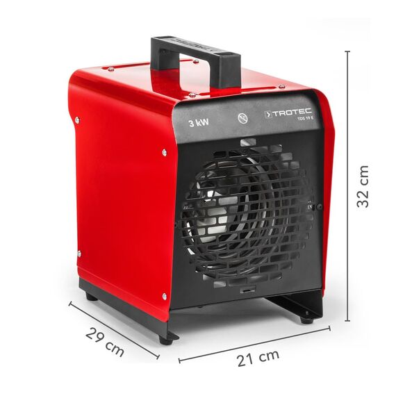TROTEC Heizlüfter TDS 19 E – Heizleistung 1,5 kW / 3 kW – Bauheizer Luftmenge 320 m³/h – Heizgebläse für Werkstatt, Industrie, Halle, Garage