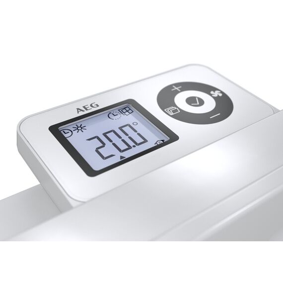 AEG Wandkonvektor WKL 2505 für ca. 25 m², 2500 W, 5-30 °C, wandhängend, LC-Display, Wochentimer, Metall, Ökodesign 2018, 236536