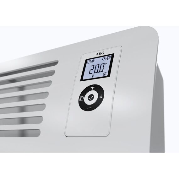 AEG Wandkonvektor WKL 2000 Comfort, Elektroheizung energiesparend, 2000 W für ca. 25 m², VDE geprüft, LCD Display, Wochenzeitschaltuhr, 120 Min. Timer, Silent Mode, 238720