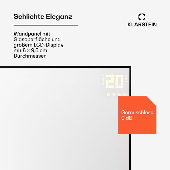 Klarstein Infrarotheizung mit Thermostat, 600W Elektroheizung, Smart Home Infrarotheizung zur Wandmontage, IR mit App-Steuerung & Erkennung Offener Fenster, Effizienter Feuchtraum Heizkörper CO2-Frei