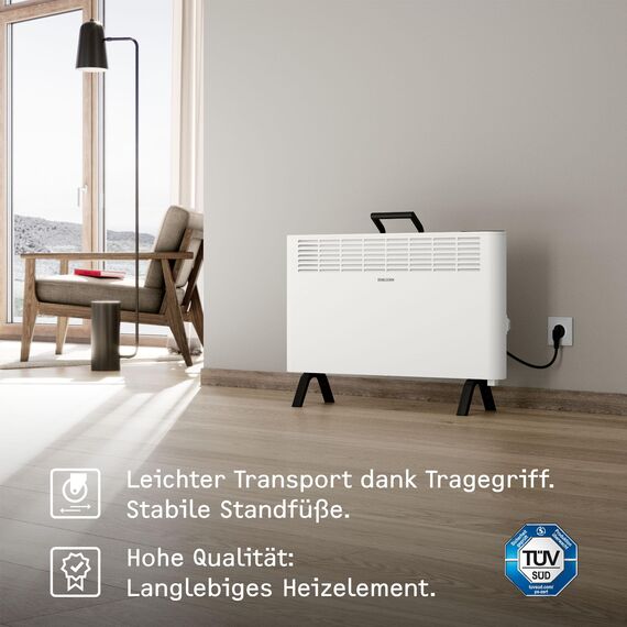 STIEBEL ELTRON neue Elektroheizung engergiesparend, Standgerät CNS 2000 Plus LCD move, 2 kW für ca. 25 m², TÜV geprüft, LC-Display, Wochentimer, Weiß, 207060