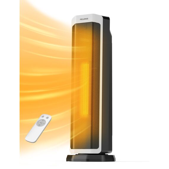PELONIS 2 in 1 Elektrische Raumheizung 2000W mit Fernbedienung, energieeffiziente, tragbare Keramikheizung, 75° Oszillation, einstellbarer Thermostat, Kipp- und Überhitzungsschutz