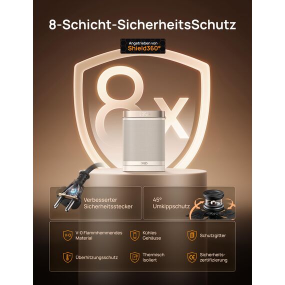 Dreo Heizlüfter Energiesparend Klein, 1500W Heizung Elektrisch mit Thermostat, 70° Oszillierend Elektroheizung, PTC Keramik Heizlüfter Leise, ECO-Modus, 12-Std-Timer, Überhitzungs- & Kippschutz, Weiß