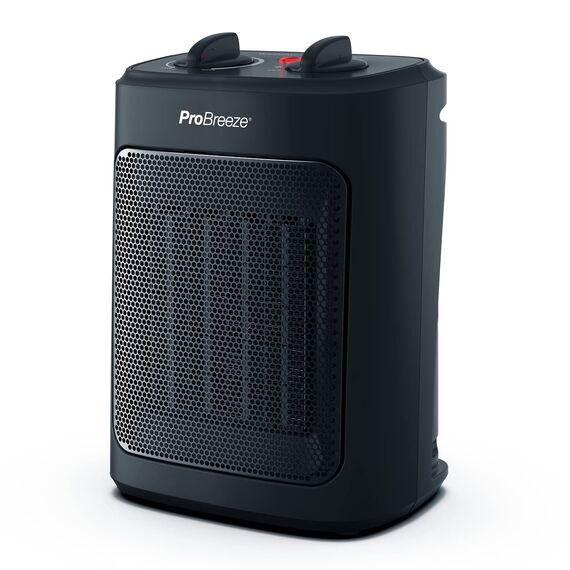 Pro Breeze 2000W Mini Keramik Heizlüfter mit Kaltstufe und drei Leistungsstufen - für Betrieb im Büro, Wohnzimmer, Schlafzimmer oder Terasse - Schwarz
