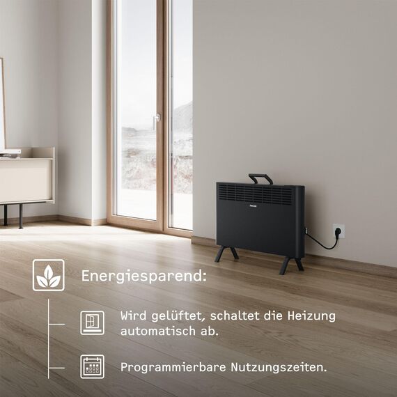 STIEBEL ELTRON neue Elektroheizung engergiesparend, Standgerät CNS-B 2000 Plus LCD move, 2 kW für ca. 25 m², TÜV geprüft, LC-Display, Wochentimer, Schwarz, 207068