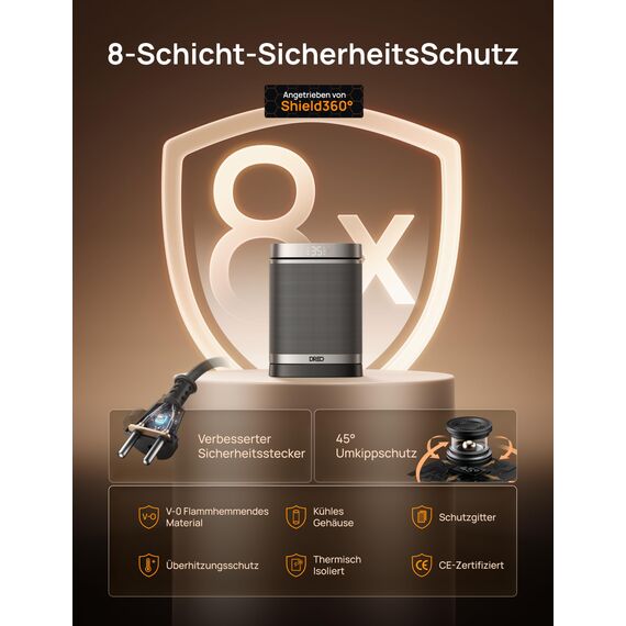 Dreo Heizlüfter Energiesparend Klein, 1500W Heizung Elektrisch mit Thermostat, 70° Oszillierend Elektroheizung, PTC Keramik Heizlüfter Leise, ECO-Modus, 12-Std-Timer, Überhitzungs- & Kippschutz