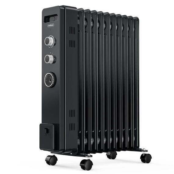 VonHaus Ölradiator mit 11 Rippen, Elektrischer Heizkörper für Homeoffice, Elektroheizung zum Schnellen Wärmen Jedes Raums, Mit Thermostat, 2,5 kW Ölheizer für Maximale Wärme (Schwarz)