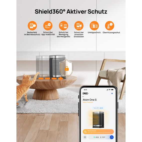 Dreo Smarter Heizlüfter Energiesparend Leise, 1500W PTC Kerarmik Heizung mit Thermostat, 3 Modi, 70° Oszillation, WLAN Alexa & Google Assistant Elektroheizung, Überhitzungs-Kippschutz, Heater314S